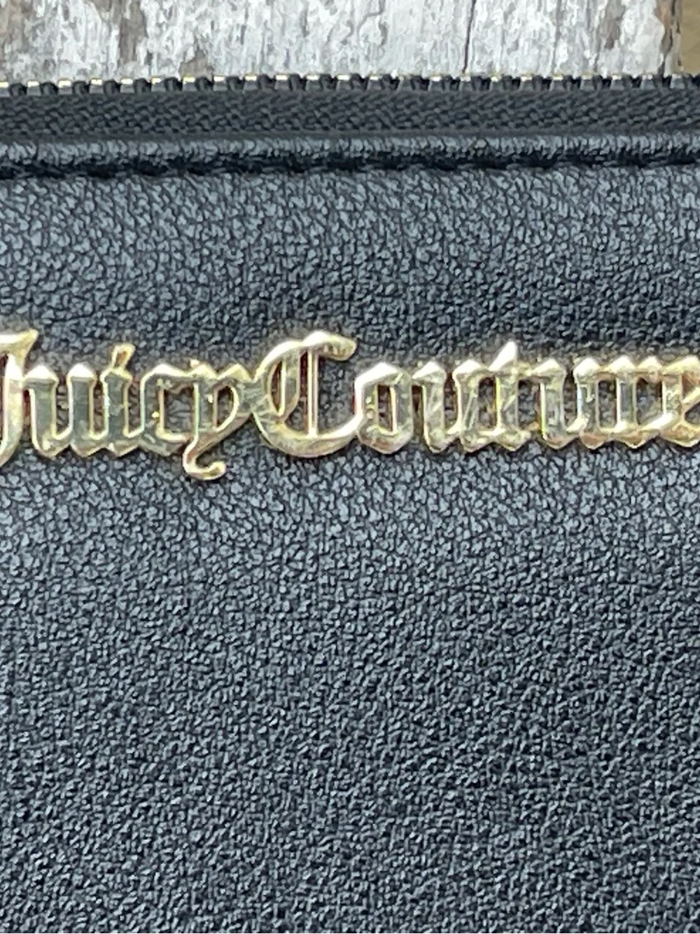 Juicy Couture Black Faux Leather Zip-Around Wallet